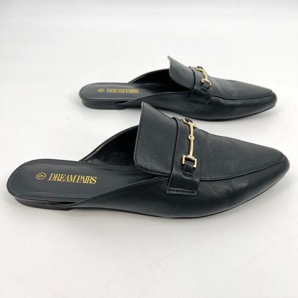 Dream Pairs Black Pointed-Toe Horsebit Flat Mules Women's 9 - Picture 6 of 6